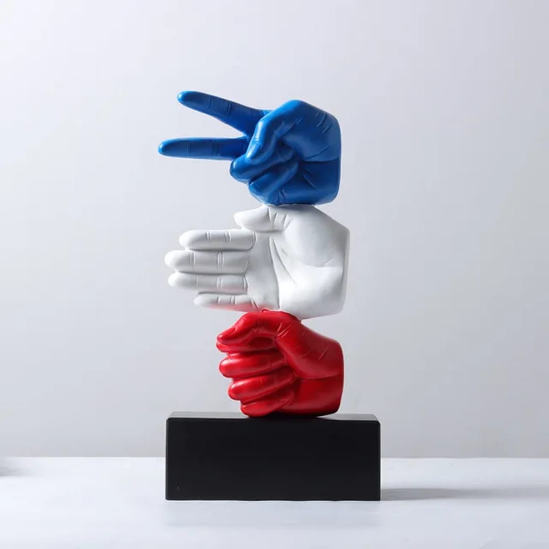 Modern Rock Paper Scissors Sculpture