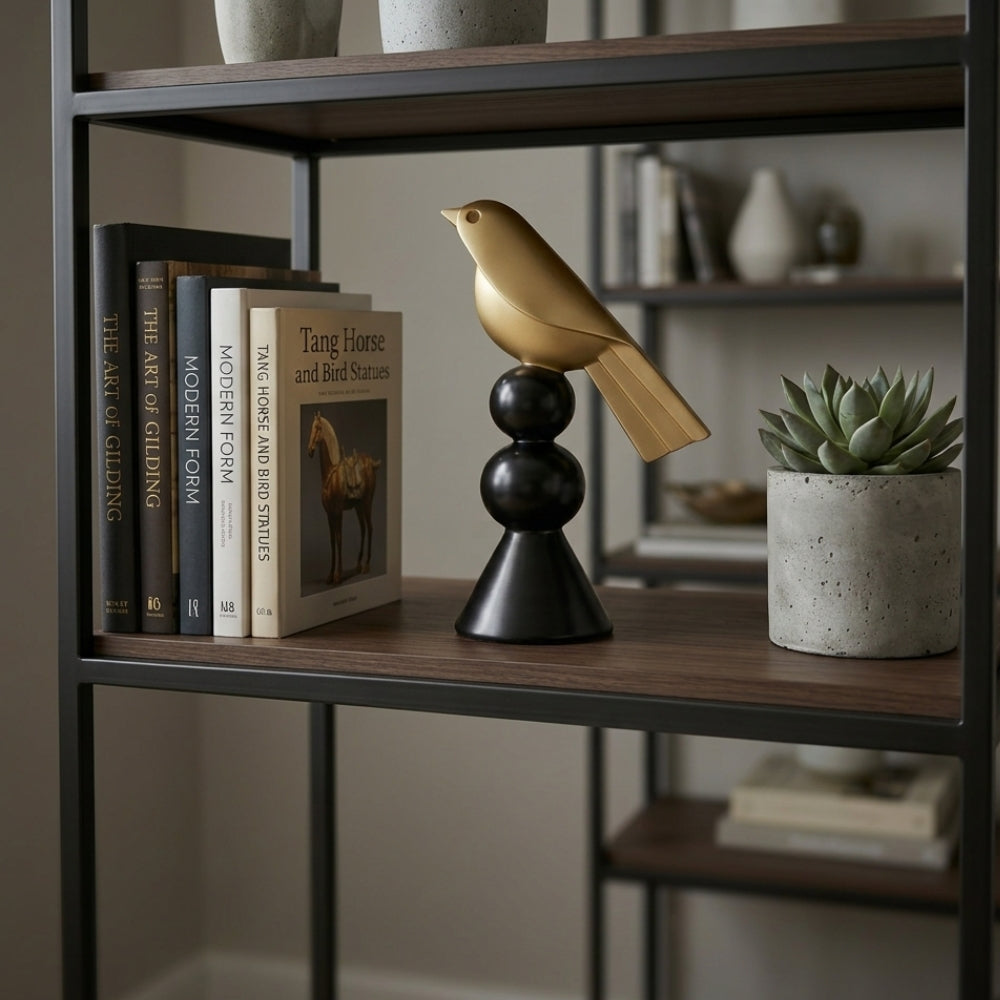 Golden Perch Bird Sculpture
