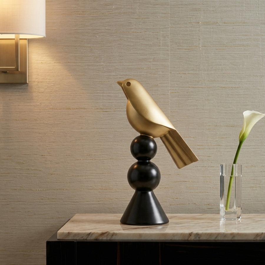 Golden Perch Bird Sculpture