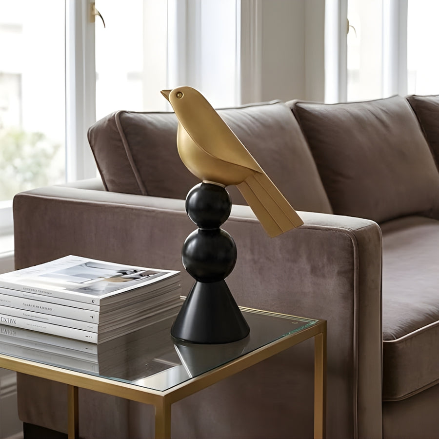 Golden Perch Bird Sculpture