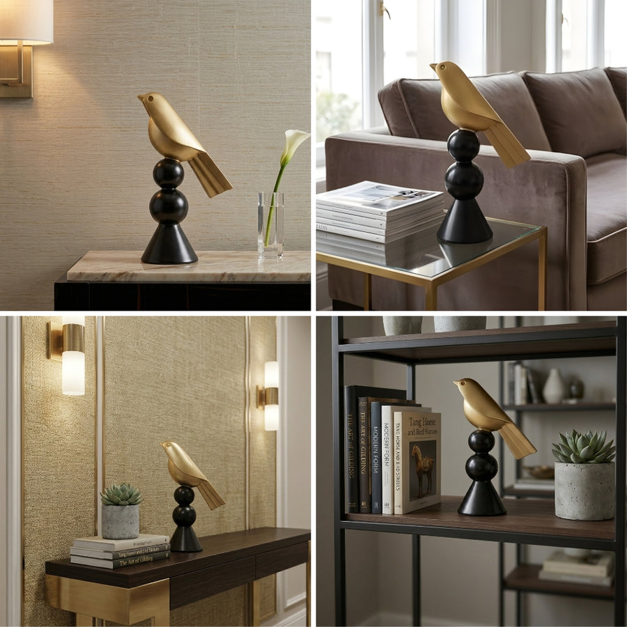 Golden Perch Bird Sculpture
