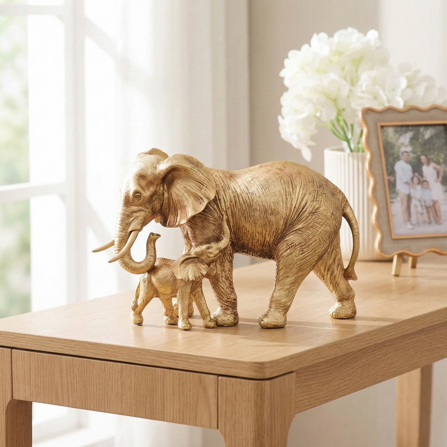 Eternal Bond Golden Elephant Decor