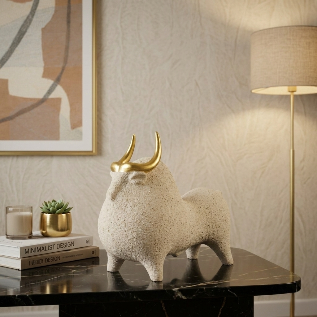 Minimal Ceramic Bull Statement Piece