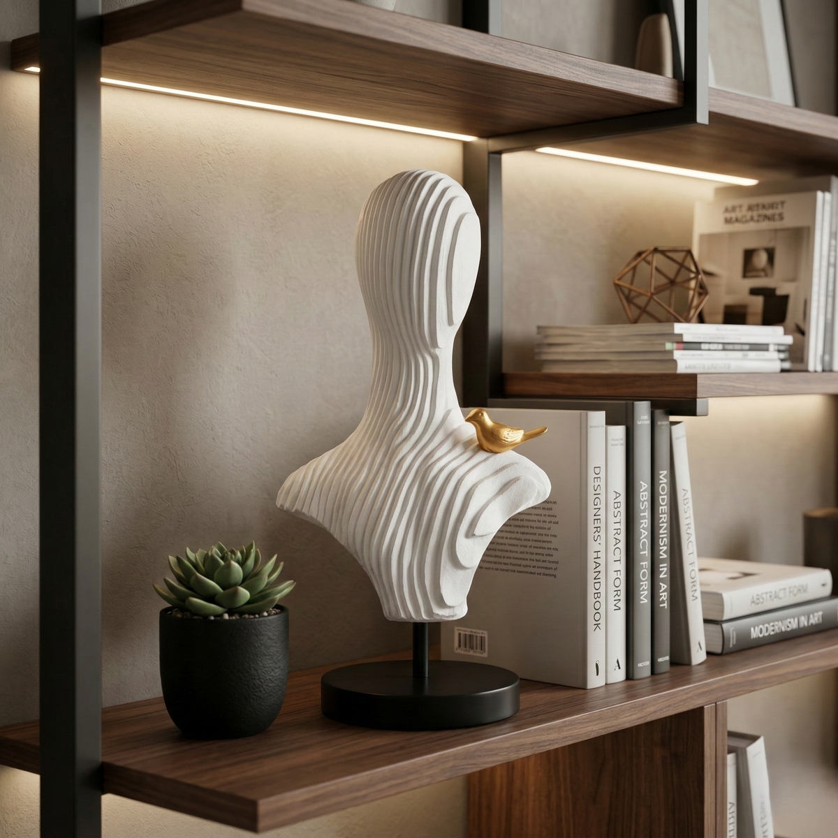 Golden Bird Whisper Abstract Sculpture
