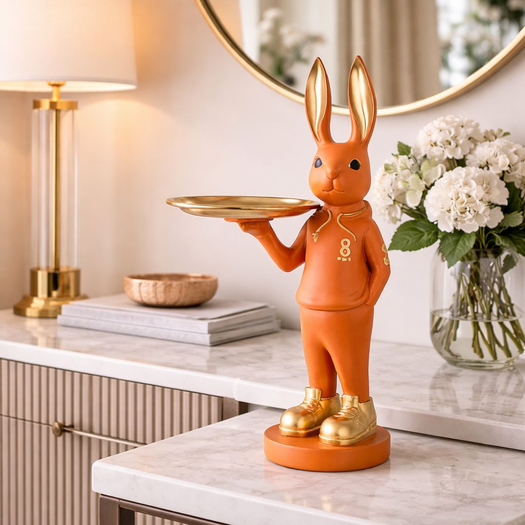 Elegant Rabbit Butler Tray Decor
