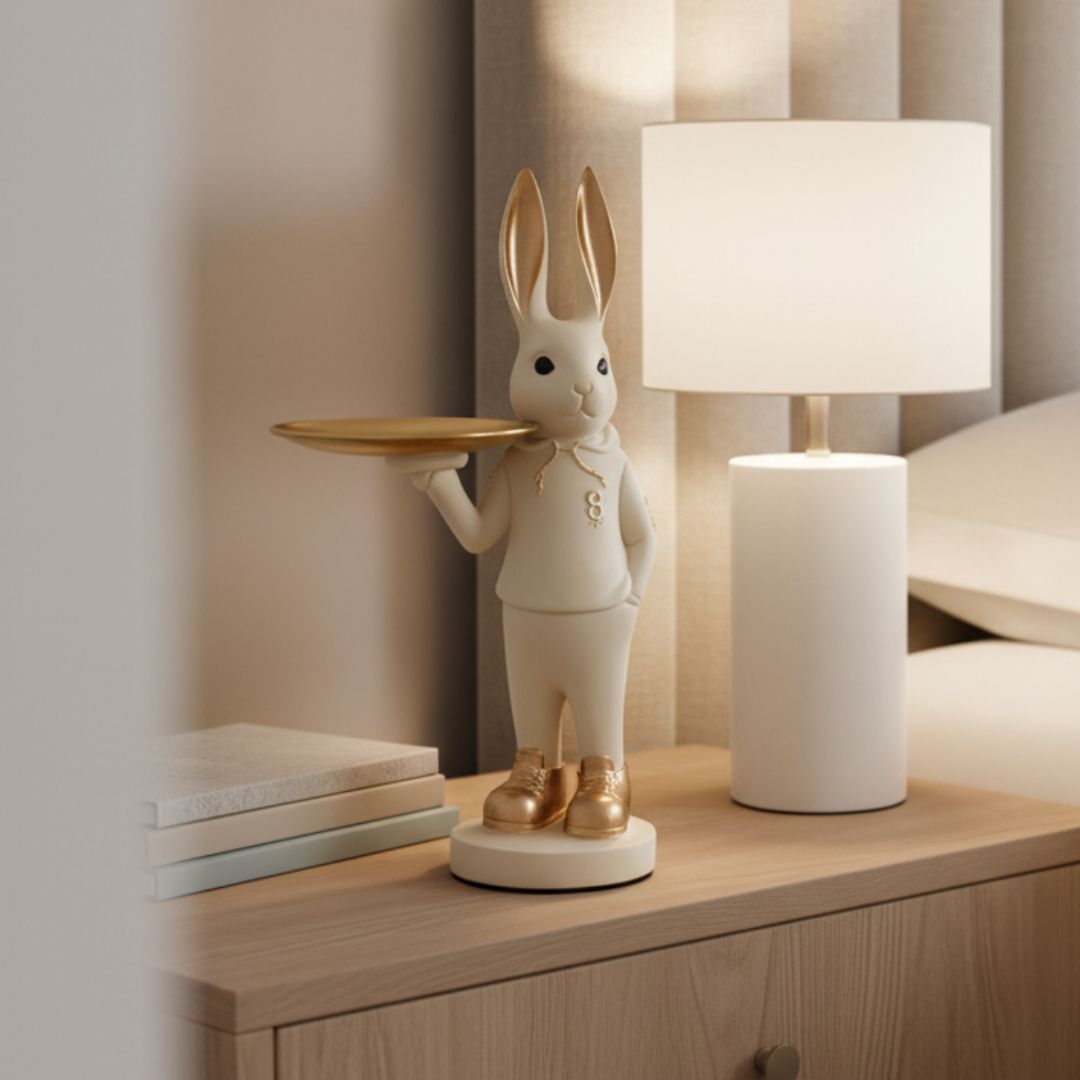 Elegant Rabbit Butler Tray Decor