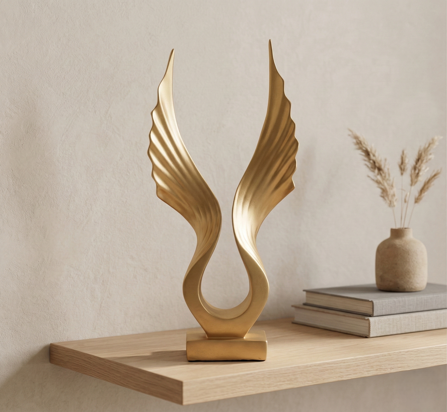 Golden Wing Abstract Art Sculpture