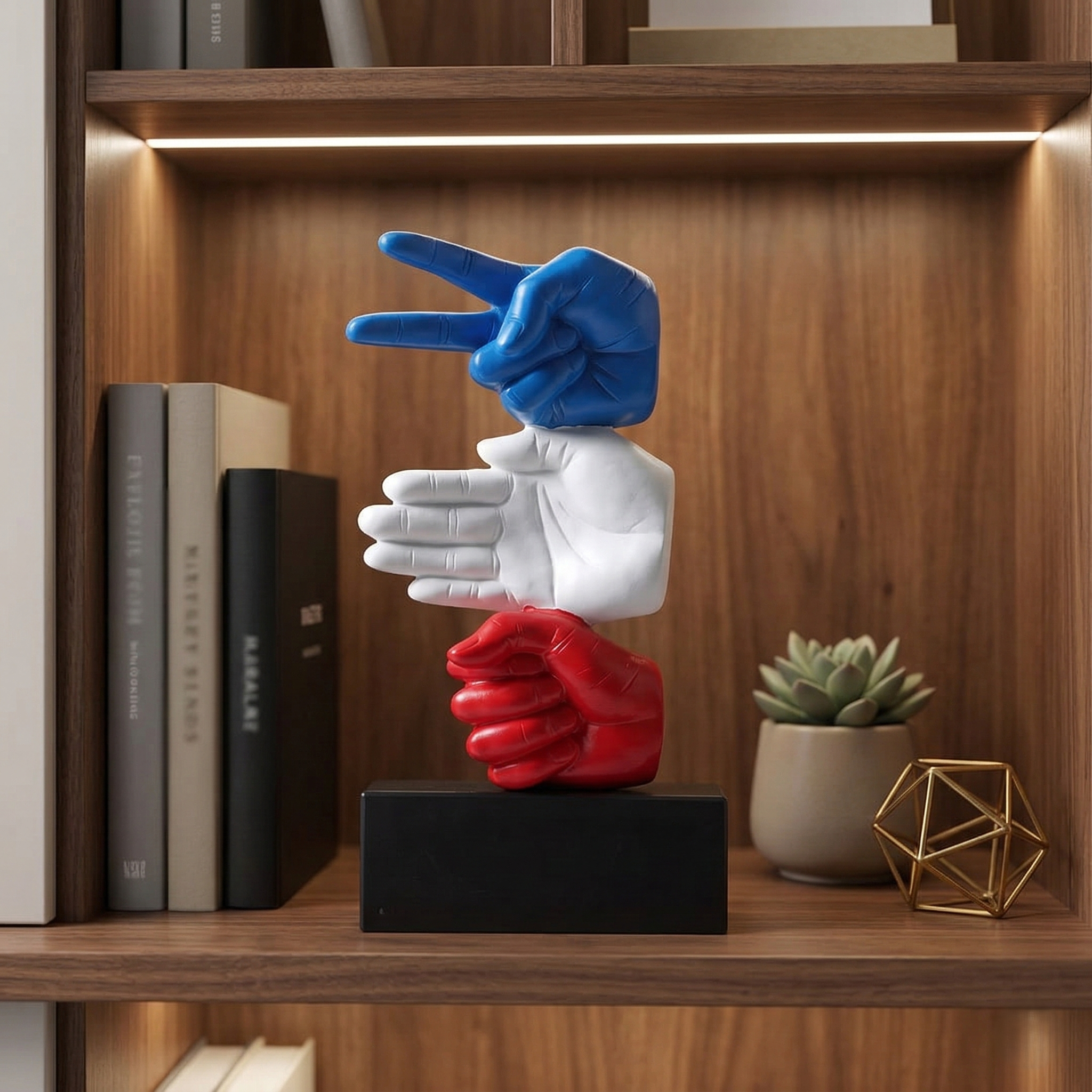 Modern Rock Paper Scissors Sculpture