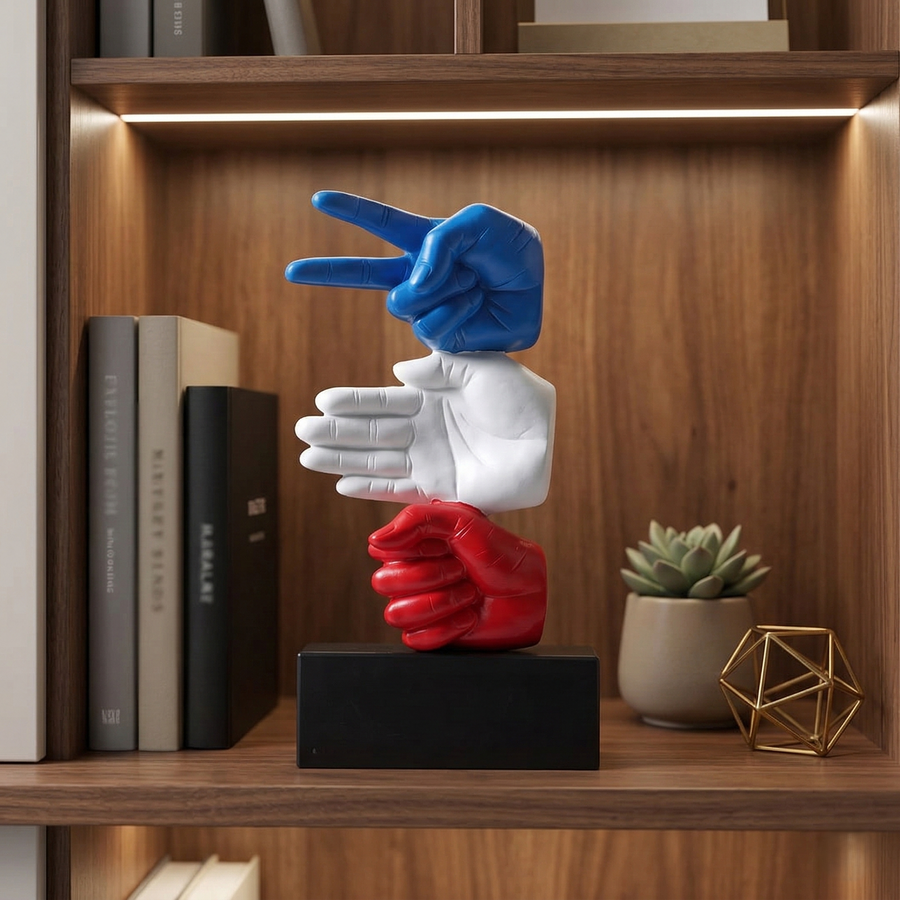 Modern Rock Paper Scissors Sculpture