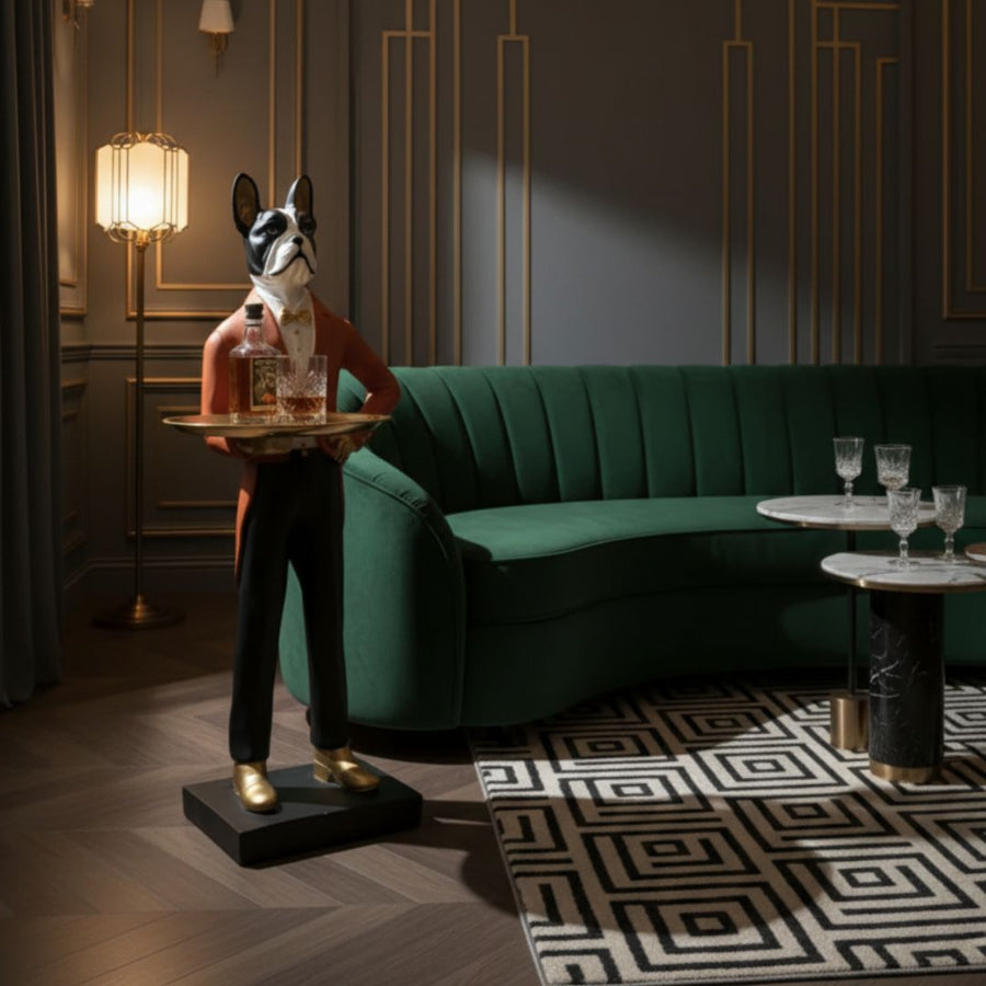Elegant Bulldog Butler Decorative Serving Table