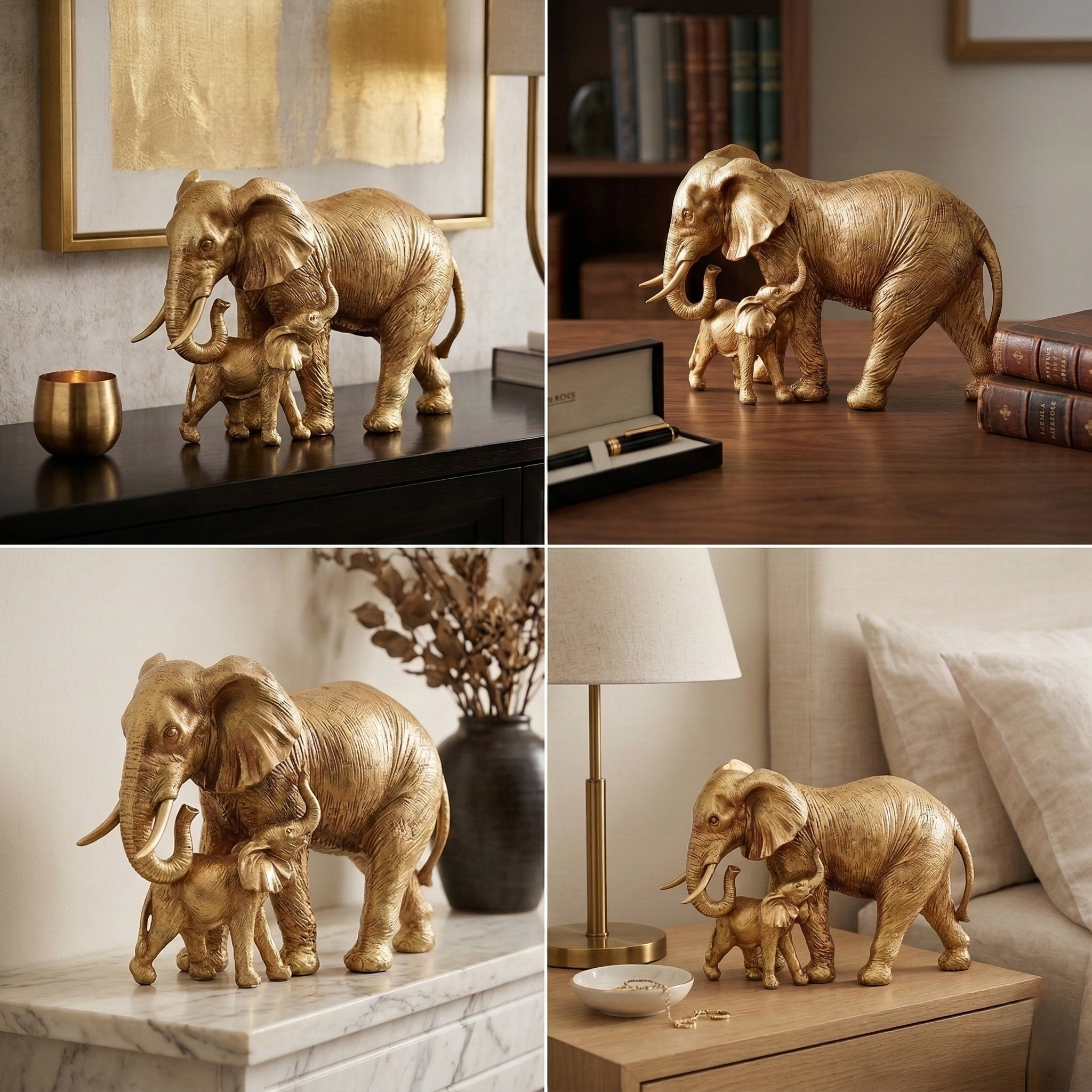 Eternal Bond Golden Elephant Decor