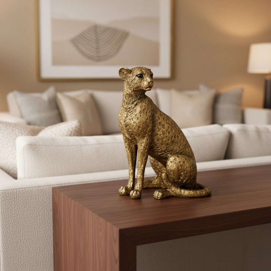 Golden Cheetah Sentinel Sclupture