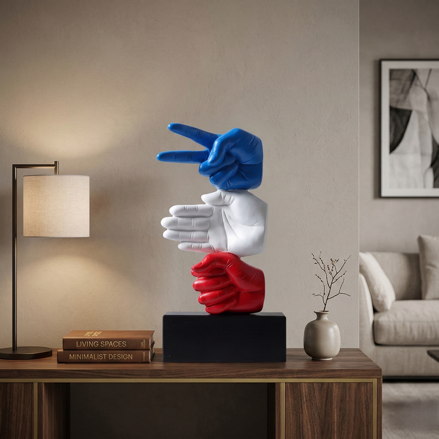 Modern Rock Paper Scissors Sculpture
