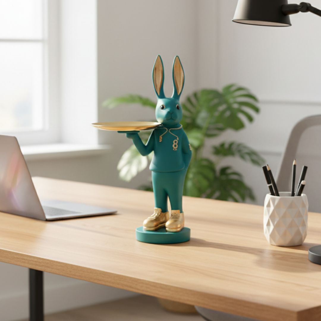 Elegant Rabbit Butler Tray Decor