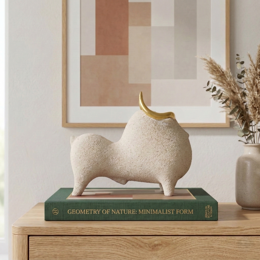 Minimal Ceramic Bull Statement Piece