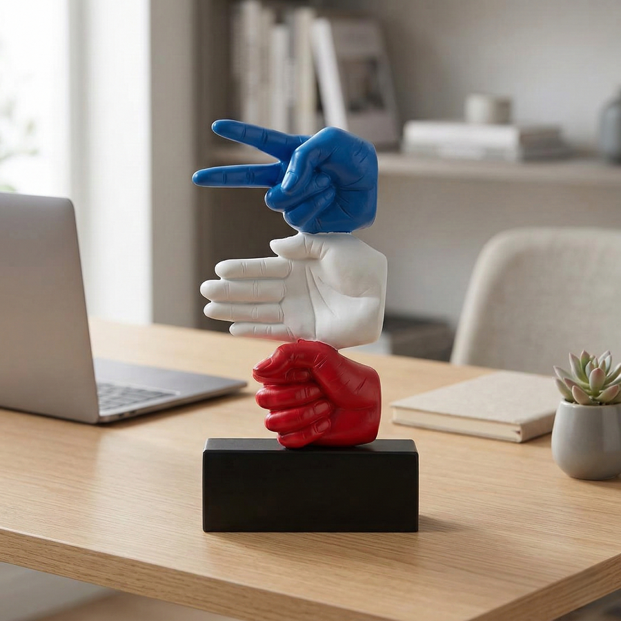 Modern Rock Paper Scissors Sculpture