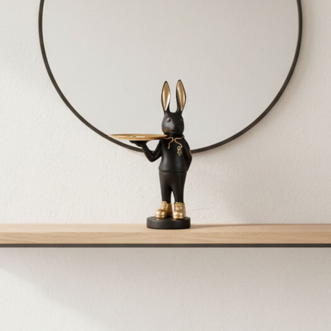 Elegant Rabbit Butler Tray Decor