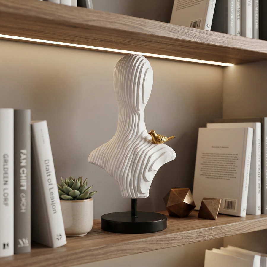 Golden Bird Whisper Abstract Sculpture