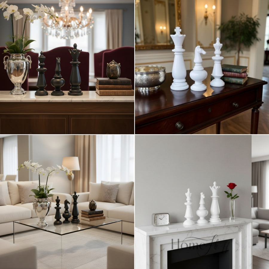 Elegant Black Chess King Queen Decor