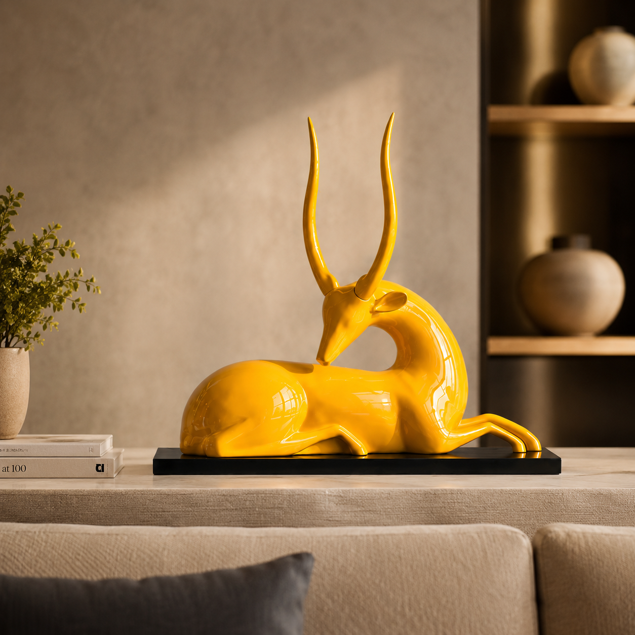 Modern Yellow Deer Figurine