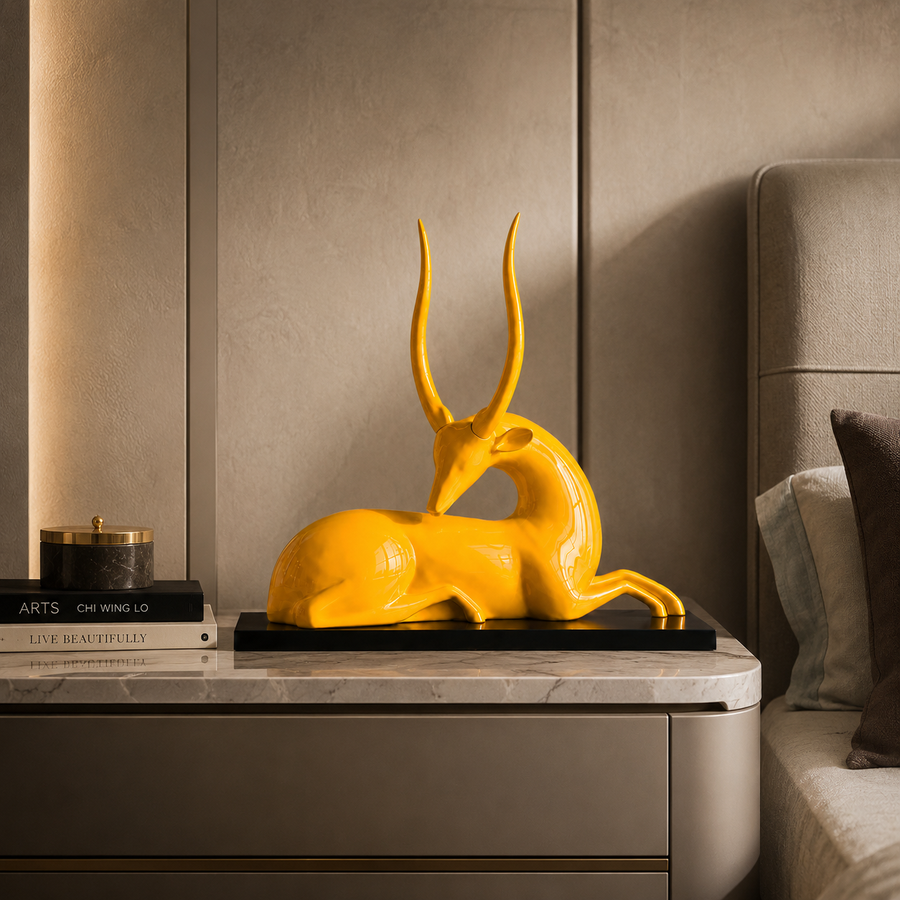 Modern Yellow Deer Figurine