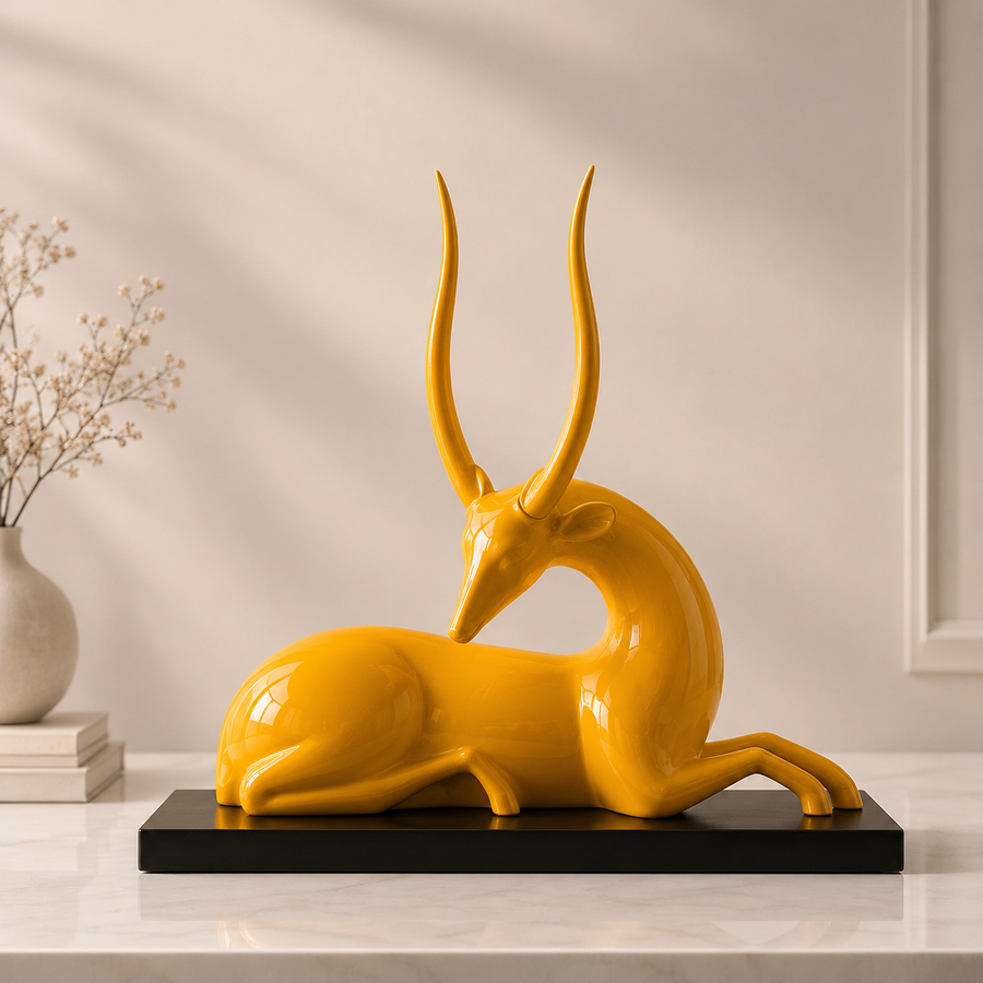 Modern Yellow Deer Figurine
