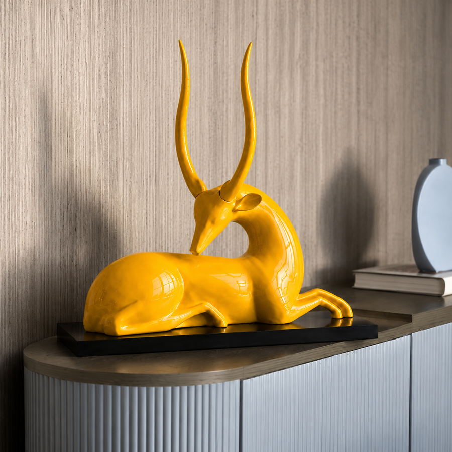 Modern Yellow Deer Figurine