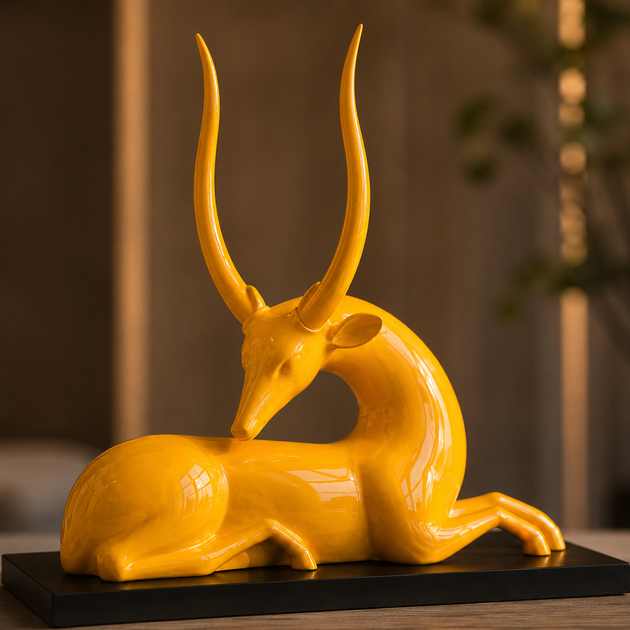 Modern Yellow Deer Figurine