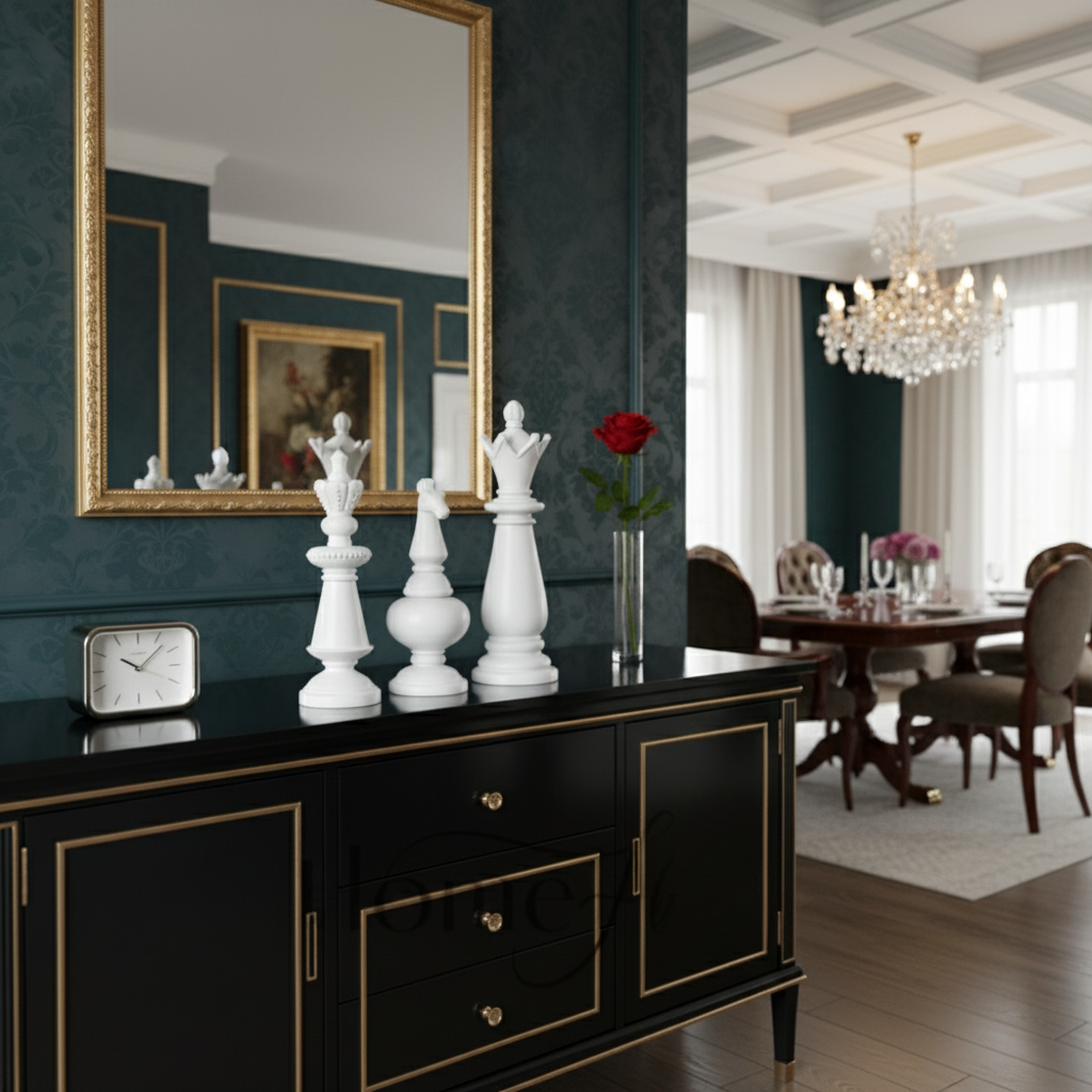 Elegant Black Chess King Queen Decor