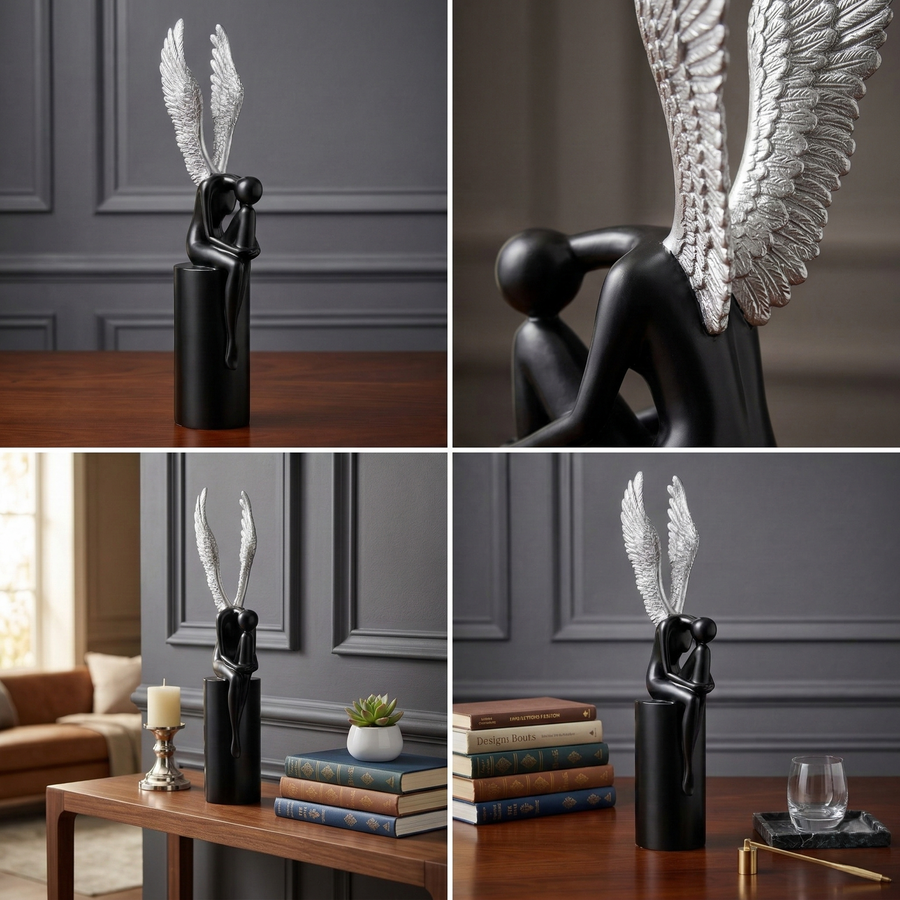 Peaceful Angel Wings Decor Sculpture