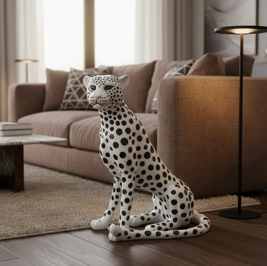 White Cheetah Luxury Accent Side Table