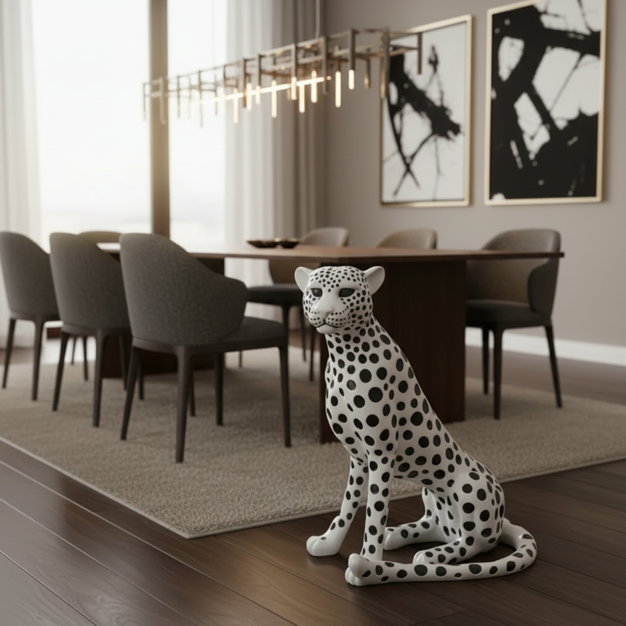 White Cheetah Luxury Accent Side Table