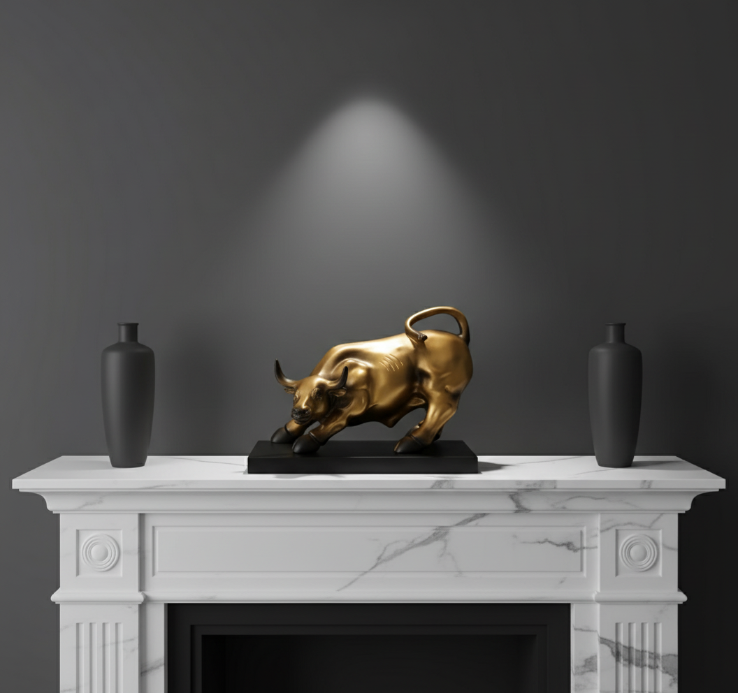 Modern Bull Strength Decorative Desk Sculpture