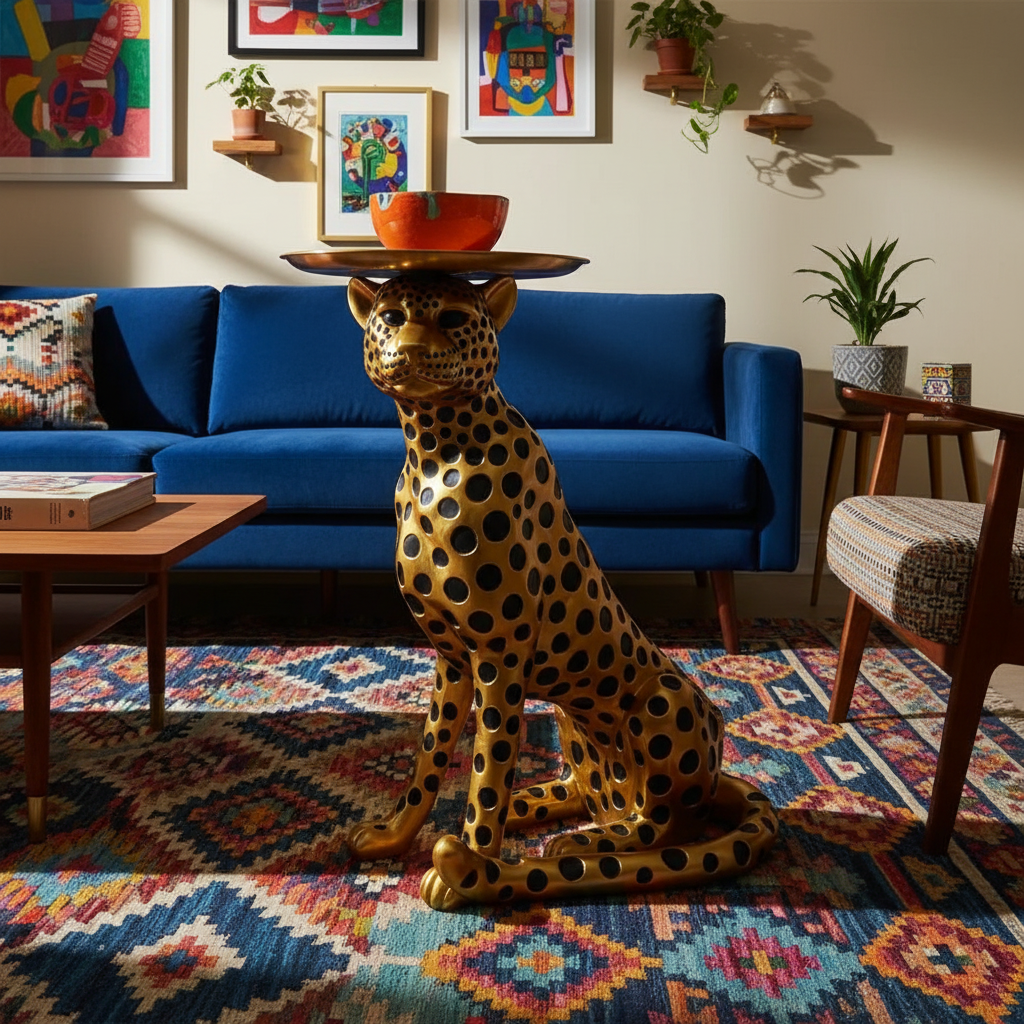 Golden Cheetah Luxury Accent Side Table