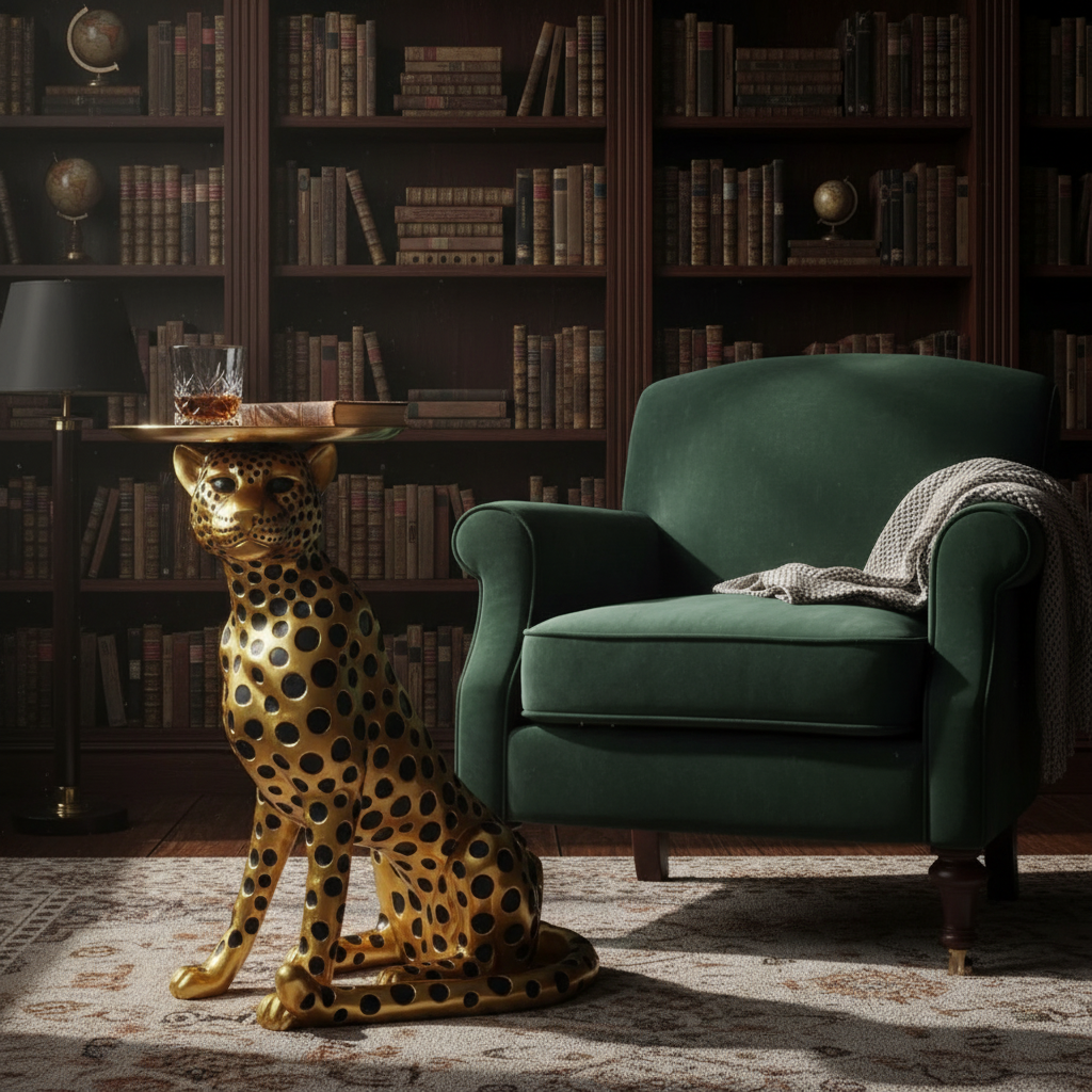 Golden Cheetah Luxury Accent Side Table